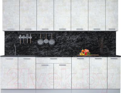 Кухонный гарнитур Интерлиния Мила Лайт 2.7 (бетон лайт/бетон лайт/кастилло темный) - фото