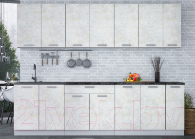 Кухонный гарнитур Интерлиния Мила Лайт 2.7 (бетон лайт/бетон лайт/кастилло темный)