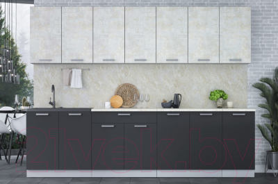 Кухонный гарнитур Интерлиния Мила Лайт 2.8 (бетон лайт/антрацит/опал светлый)