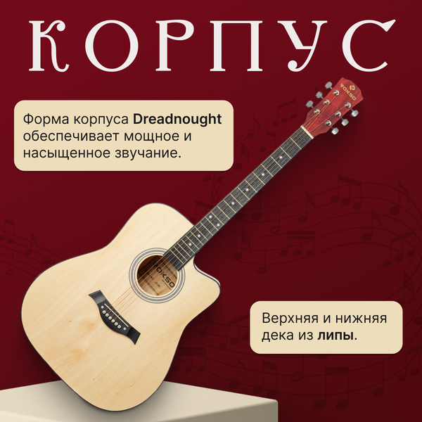 Акустическая гитара ROKSO FT-221-N