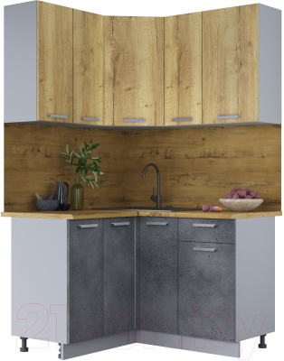 Кухонный гарнитур Интерлиния Мила Лайт 1.2x1.3 (дуб золотой/бетон портленд/дуб бунратти) - фото