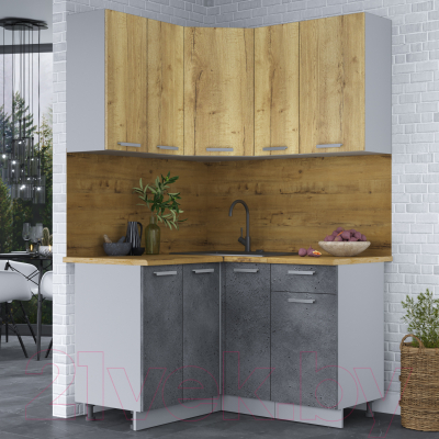 Кухонный гарнитур Интерлиния Мила Лайт 1.2x1.3 (дуб золотой/бетон портленд/дуб бунратти)