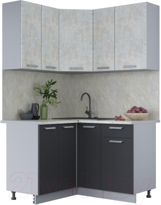 Кухонный гарнитур Интерлиния Мила Лайт 1.2x1.3 (бетон лайт/антрацит/опал светлый) - фото