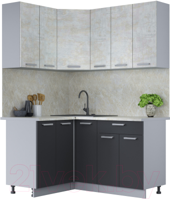 Кухонный гарнитур Интерлиния Мила Лайт 1.2x1.5 (бетон лайт/антрацит/опал светлый) - фото