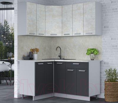 Кухонный гарнитур Интерлиния Мила Лайт 1.2x1.5 (бетон лайт/антрацит/опал светлый)