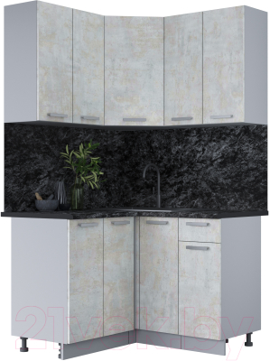 Кухонный гарнитур Интерлиния Мила Лайт 1.2x1.2 (бетон лайт/бетон лайт/кастилло темный) - фото
