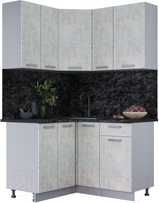 Кухонный гарнитур Интерлиния Мила Лайт 1.2x1.3 (бетон лайт/бетон лайт/кастилло темный) - фото