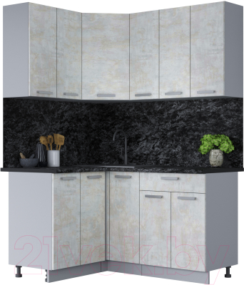 Кухонный гарнитур Интерлиния Мила Лайт 1.2x1.5 (бетон лайт/бетон лайт/кастилло темный) - фото