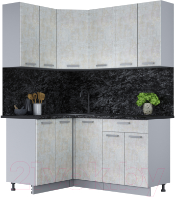 Кухонный гарнитур Интерлиния Мила Лайт 1.2x1.6 (бетон лайт/бетон лайт/кастилло темный) - фото
