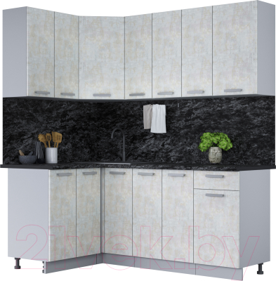 Кухонный гарнитур Интерлиния Мила Лайт 1.2x1.9 (бетон лайт/бетон лайт/кастилло темный) - фото