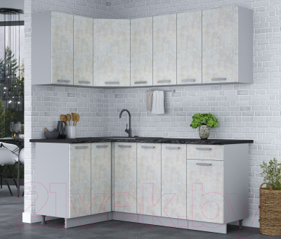 Кухонный гарнитур Интерлиния Мила Лайт 1.2x1.9 (бетон лайт/бетон лайт/кастилло темный)