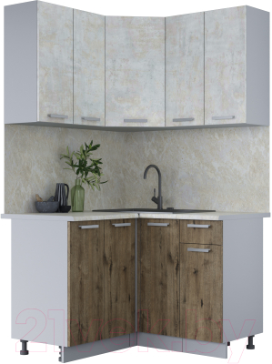 Кухонный гарнитур Интерлиния Мила Лайт 1.2x1.2 (бетон лайт/дуб веллингтон/опал светлый) - фото