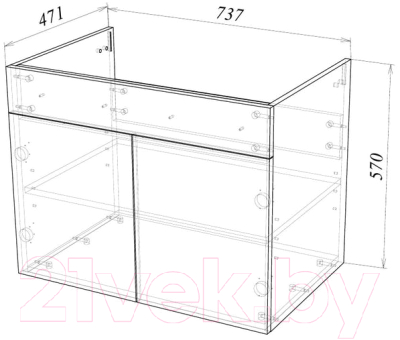 Тумба под умывальник Garda Venice 51н_750_PVC (черный мрамор)