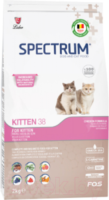Сухой корм для кошек Spectrum Kitten38 для котят с курицей (2кг) - фото