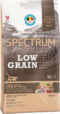 Сухой корм для кошек Spectrum Low Grain с уткой, индейкой, клюквой (2кг) - фото