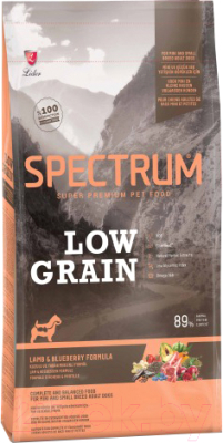 Сухой корм для собак Spectrum Low Grain для взрослых мини и мелких пород с ягненком и черникой (2.5кг) - фото