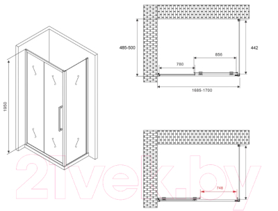 Душевой уголок Abber Schwarzer Diamant AG30170H-S50