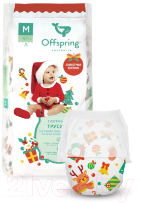 Подгузники-трусики детские Offspring M 6-11кг Новый год / OF02MXMAS