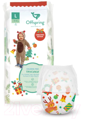 Подгузники-трусики детские Offspring L 9-14кг Новый год / OF02LXMAS