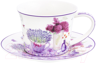 Чашка с блюдцем Elan Gallery Лаванда / 420153  - фото