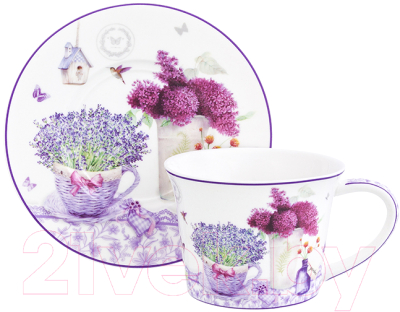 Чашка с блюдцем Elan Gallery Лаванда / 420153 
