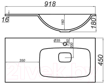 Умывальник Aqwella Malaga 90 R / Mal.09.04.D-R