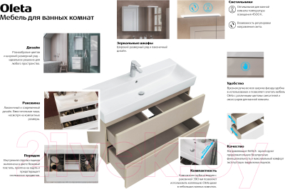 Шкаф с зеркалом для ванной Roca Oleta 60 / A857645806