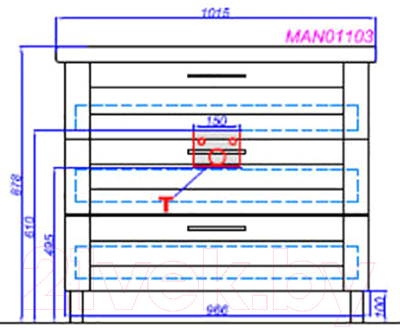 Тумба под умывальник Aqwella Манчестер 100 / MAN01103