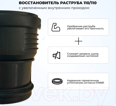 Муфта внутренней канализации Burke 110/110/110110B с увеличенным внутренним проходом