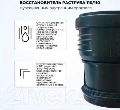 Муфта внутренней канализации Burke 110/110/110110B с увеличенным внутренним проходом