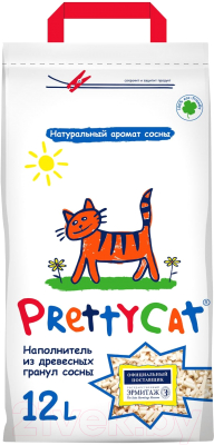 Наполнитель для туалета Prettycat Wood Granules Древесный / 620017 - фото