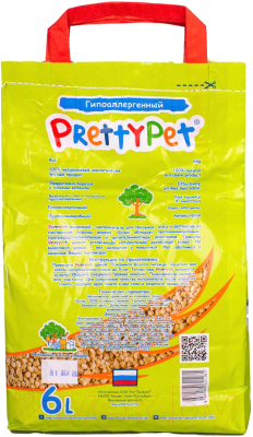 Наполнитель для грызунов Prettycat Древесный из осиновых гранул / 620383 (2кг/6л)