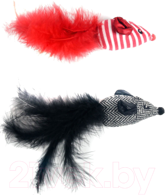 Набор игрушек для кошек Pet Park Мышки с перьями / TOY81894 - фото