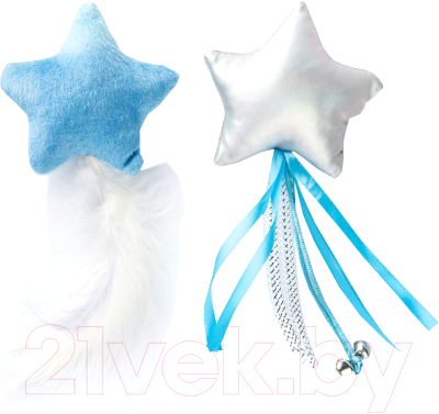 Набор игрушек для кошек Pet Park Звездочки с перьями и лентами с кошачьей мятой / TOY99940-VA - фото