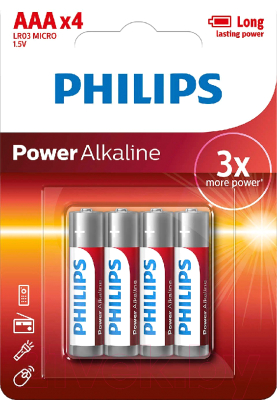 Комплект батареек Philips AAA LR03 4xBL