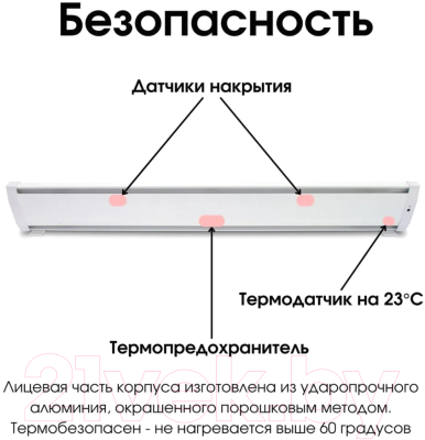 Теплый плинтус электрический Mr.Tektum Smart Line 1.1м правый