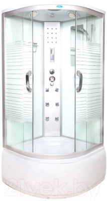 Душевая кабина Водный мир ВМ8808 100x100 (белый/полоска стекло) - фото