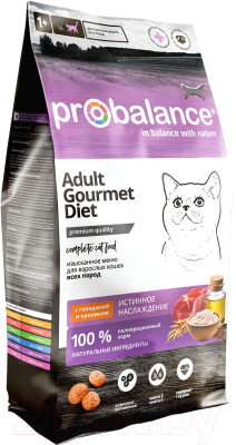 Сухой корм для кошек ProBalance Gourmet Diet с говядиной и кроликом (1.8кг) - фото