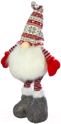 Фигура под елку GrandSiti Гном в полосатом колпаке и серых ботиночках / HM2869-53 - фото