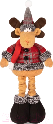 Фигура под елку GrandSiti Олень в клетчатой куртке, шарфе и клетчатом колпаке / HM2874-53 - фото