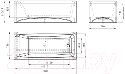 Ванна акриловая Radomir Веста 170x75x45 / 2-01-0-0-0-255