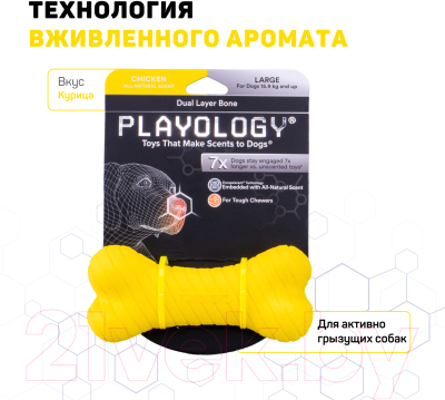 Игрушка для собак Playology Dual Layer Bone / P300742