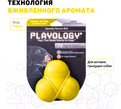Игрушка для собак Playology Squeaky Bounce Ball / P33333