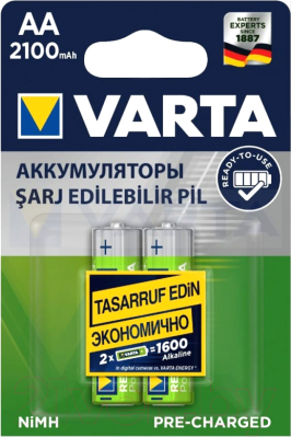 Комплект аккумуляторов Varta Recharge Accu Power 2 AA 2100mAh Cyrillic / 56706101412 - фото