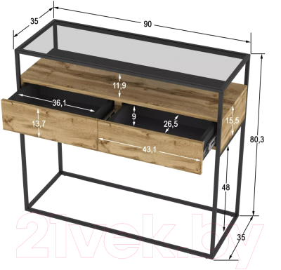 Консольный столик Калифорния мебель Эйден (дуб вотан)