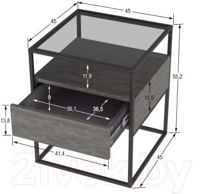 Прикроватная тумба Калифорния мебель Эйден (интра)