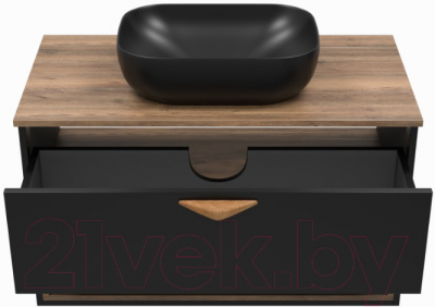 Тумба под умывальник Brevita Bergen 90 / BER-07090-19-02-1Я (черный/темное дерево)
