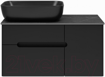 Тумба под умывальник Misty Роял 80 / П-Роя-01080-021П2Я (подвесная, черный) - фото