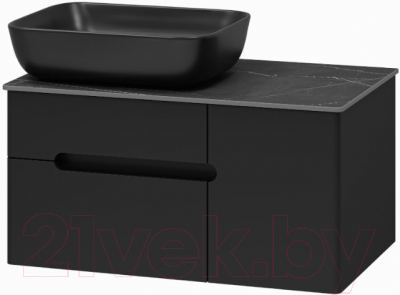 Тумба под умывальник Misty Роял 80 / П-Роя-01080-021П2Я (подвесная, черный)