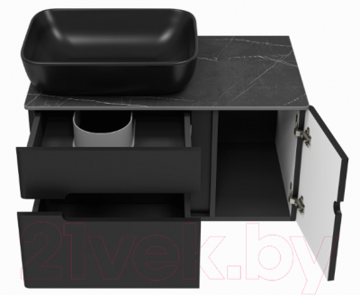 Тумба под умывальник Misty Роял 80 / П-Роя-01080-021П2Я (подвесная, черный)